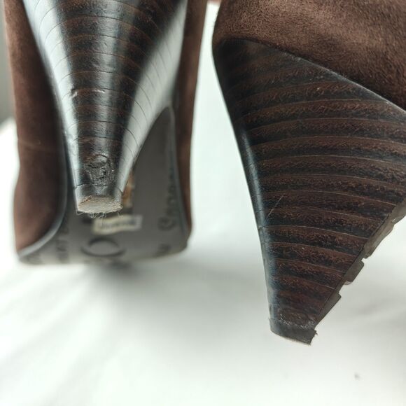 Chocolat Blu Brown Suede Round Toe 3” Heel Pumps Size 7.5 Minimalist Academia - Picture 8 of 8